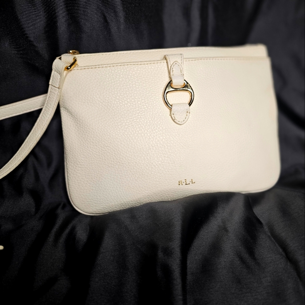 Lauren Ralph Lauren Anfield II Crossbody Handbag Cream Vegan Leather